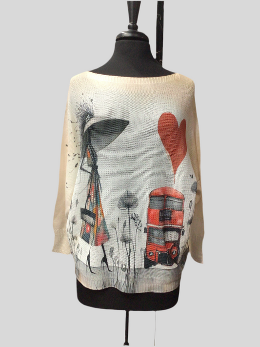 Fun Hat-Ladies Italian Knit Sweater