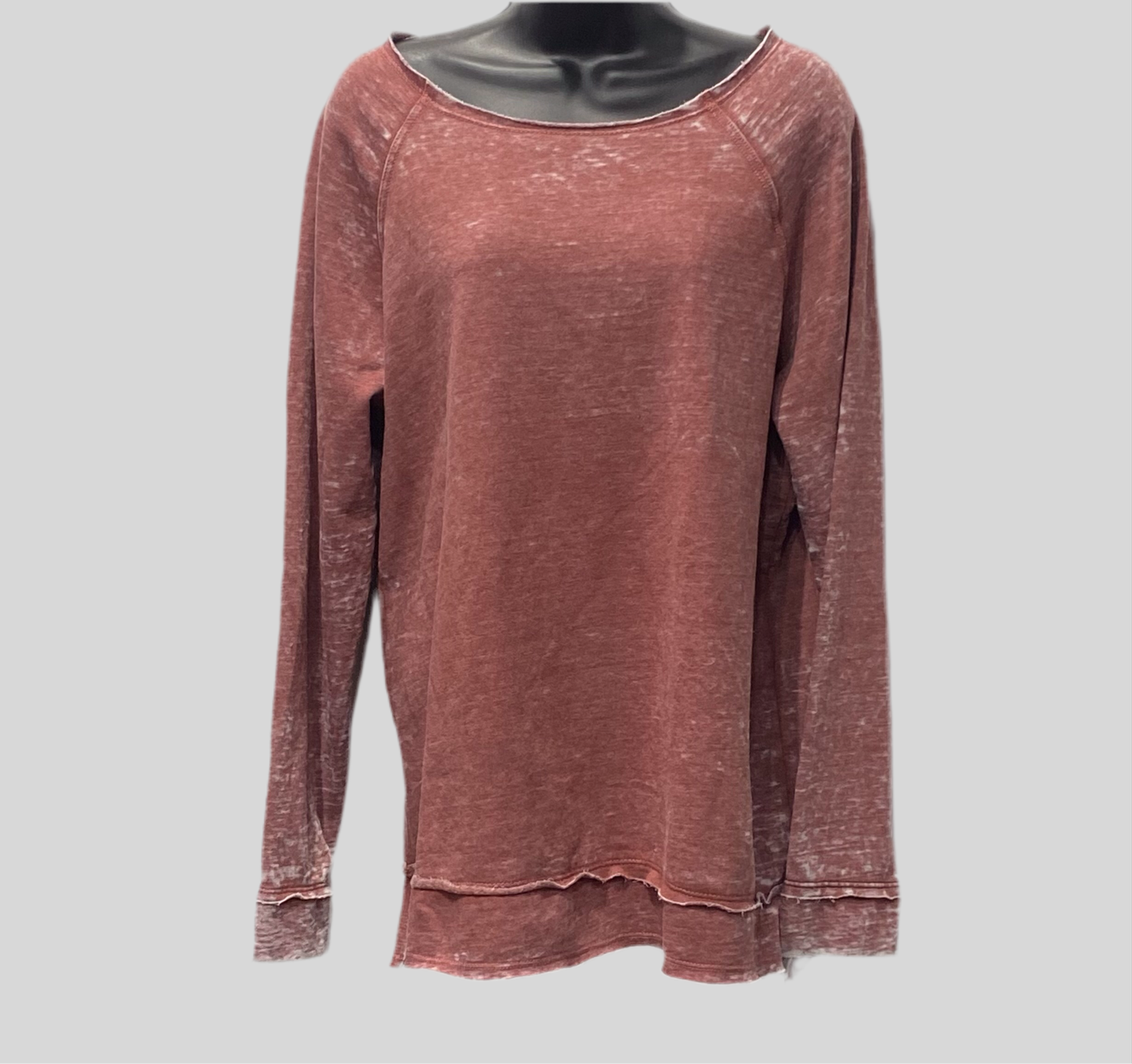Raw Edge Burn Out Tunic Knit Top