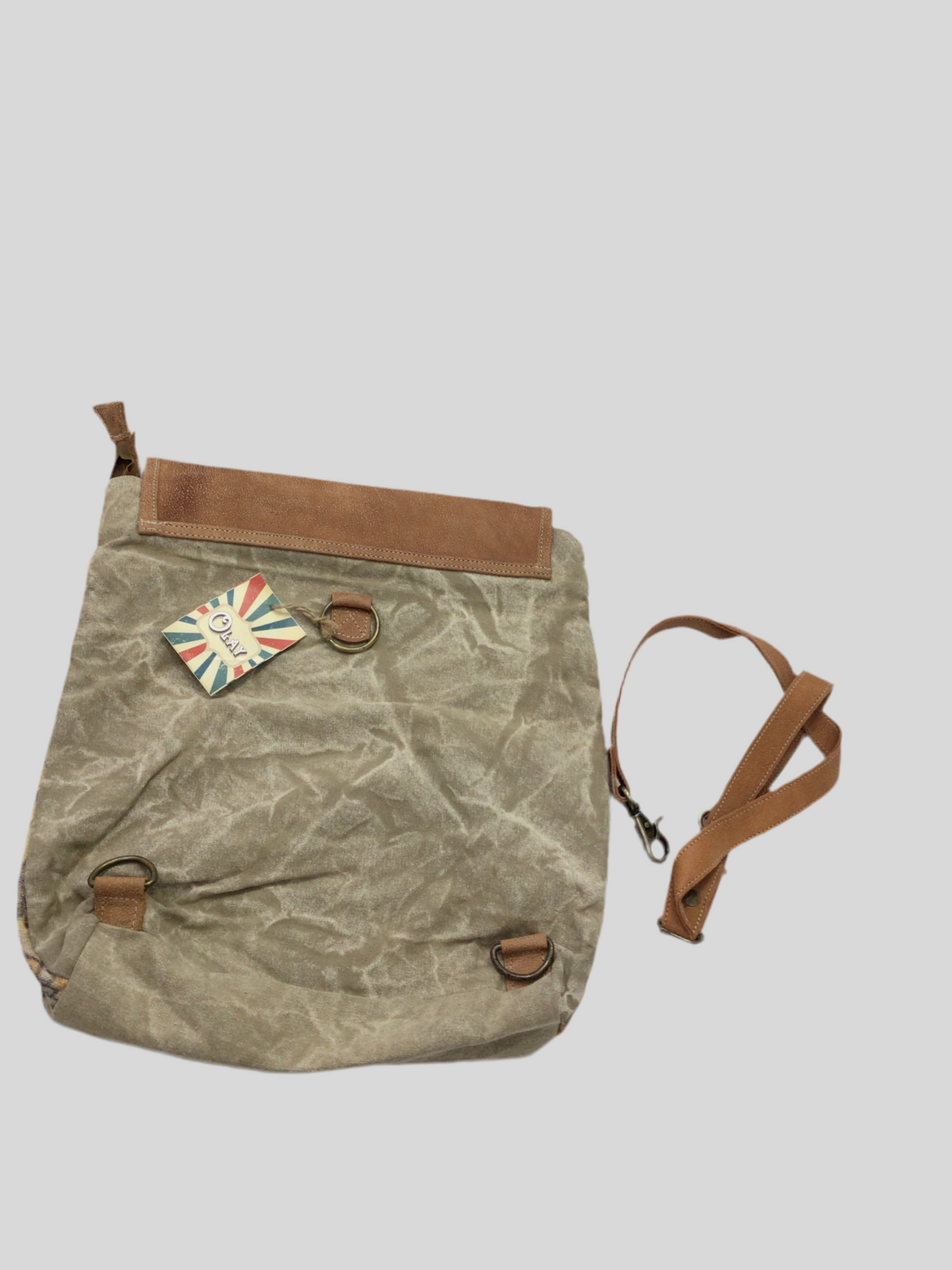 Leather & Print Canvas Backpack