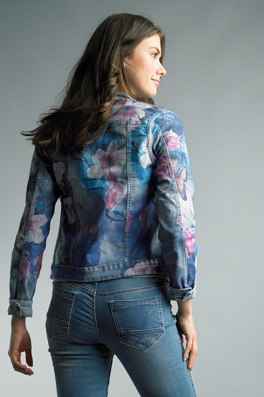 Sky Blue Purple Reversible Jean Jacket