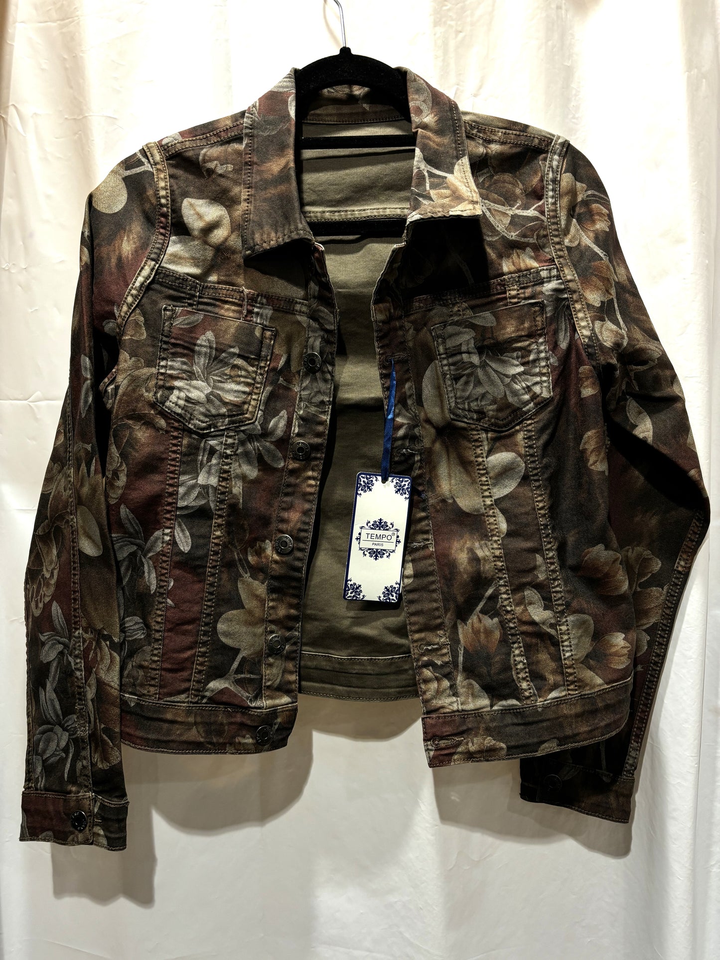 Taupe or Cognac Reversible Floral Jean Jacket
