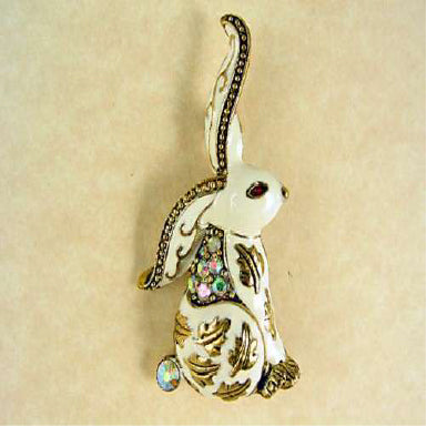 Crystal Accent Rabbit Brooch
