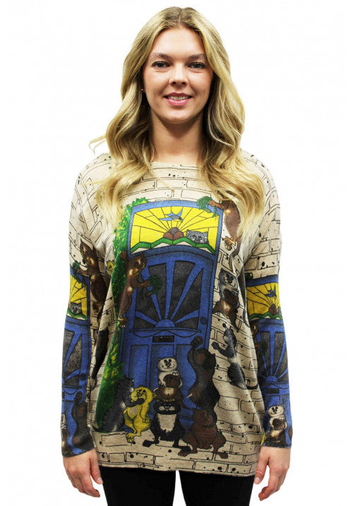 Cat House Print Sweater Top