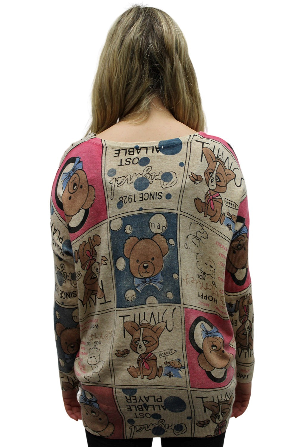 Teddy Bear Print Sweater Top