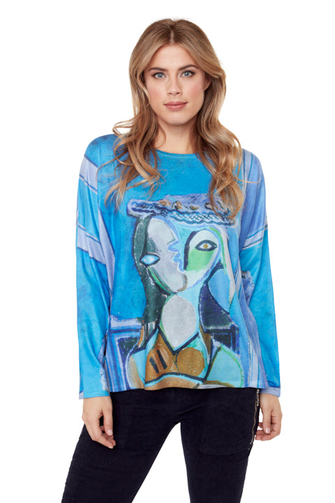 Knit Top With Picasso Art (In 3 colors)