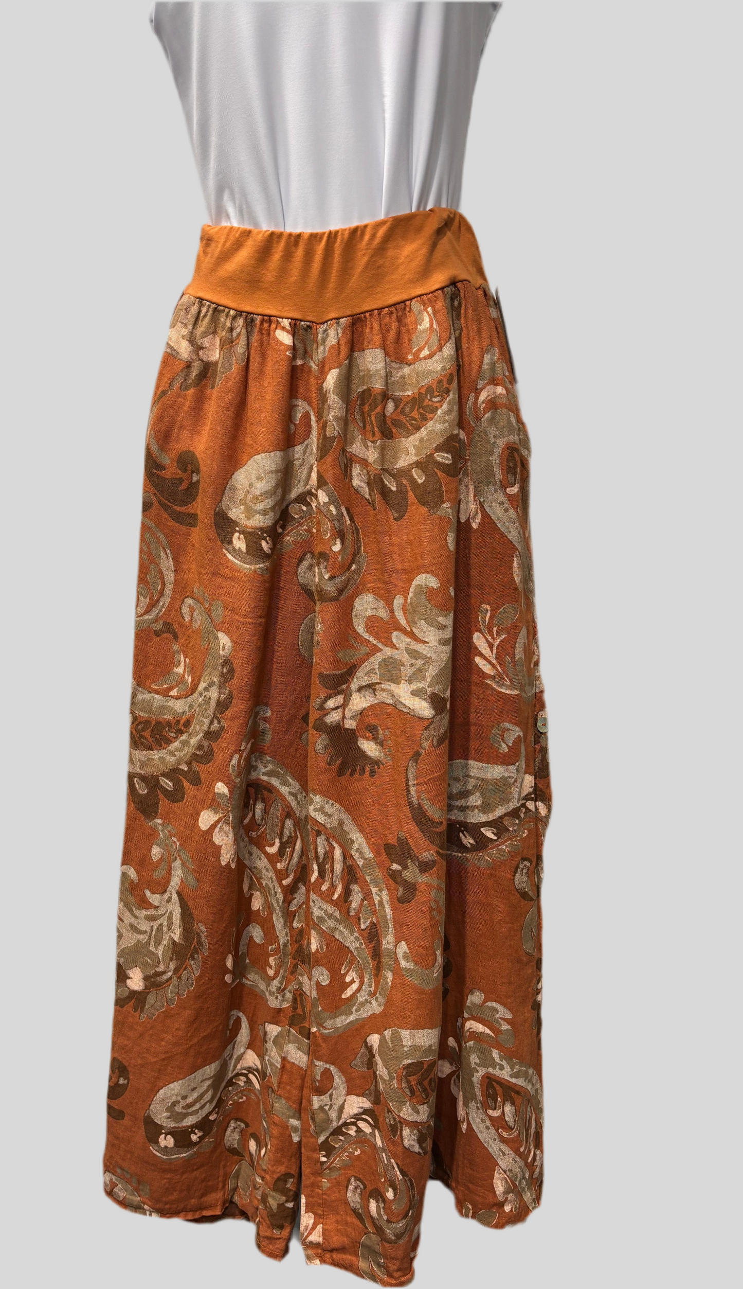Paisley Print Italian Linen Pants