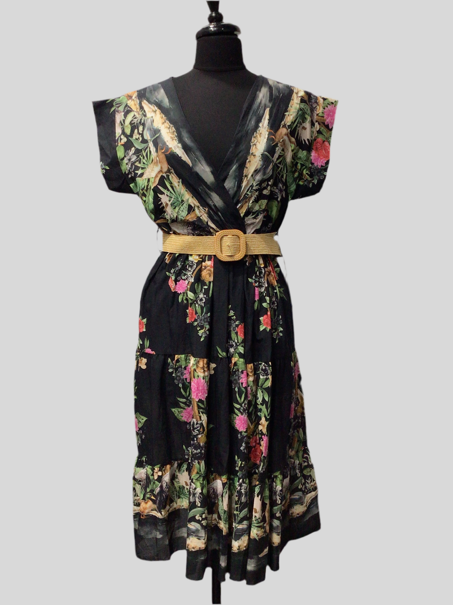Exotic Garden Belt Cotton Dress
