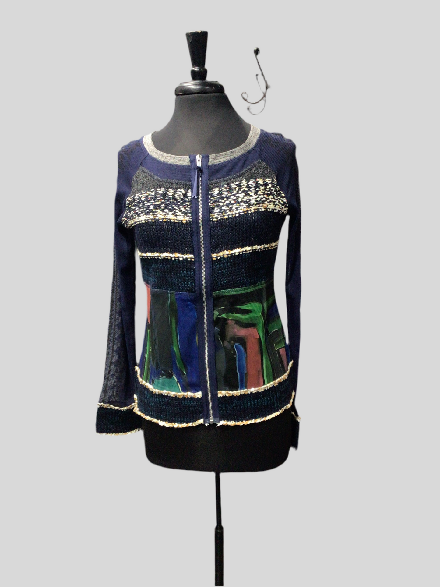 Sheer Net with Sweater and Art Accents Top