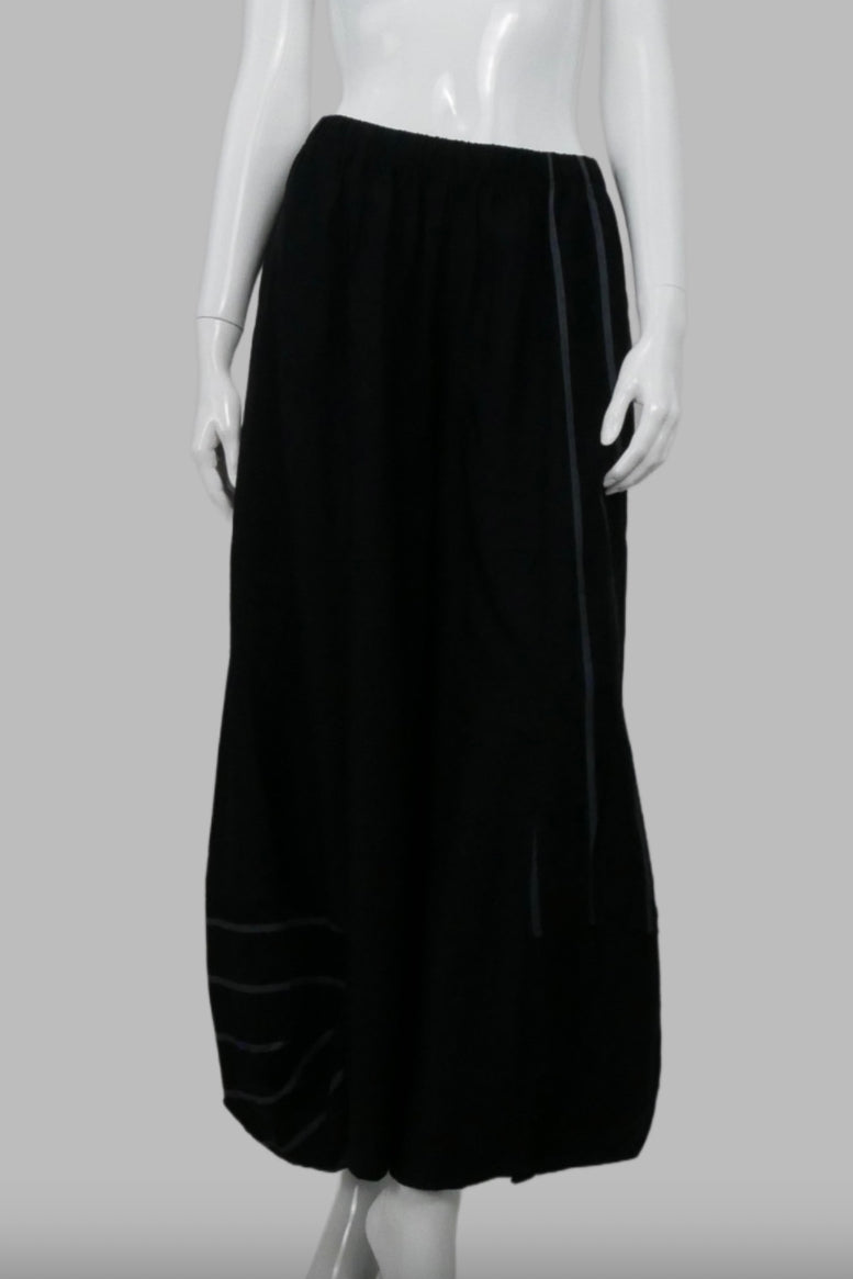 Wide Leg Crop Pants with Contrast Stripes