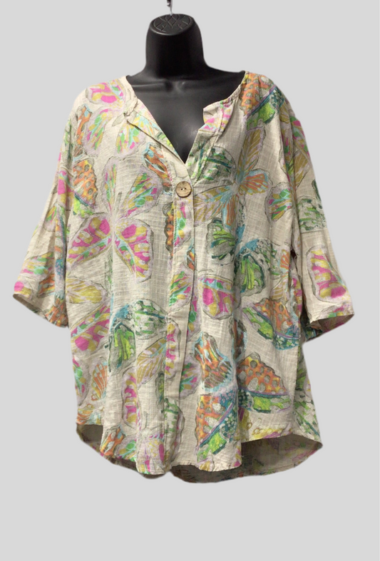 Italian Cotton Butterfly Print Top