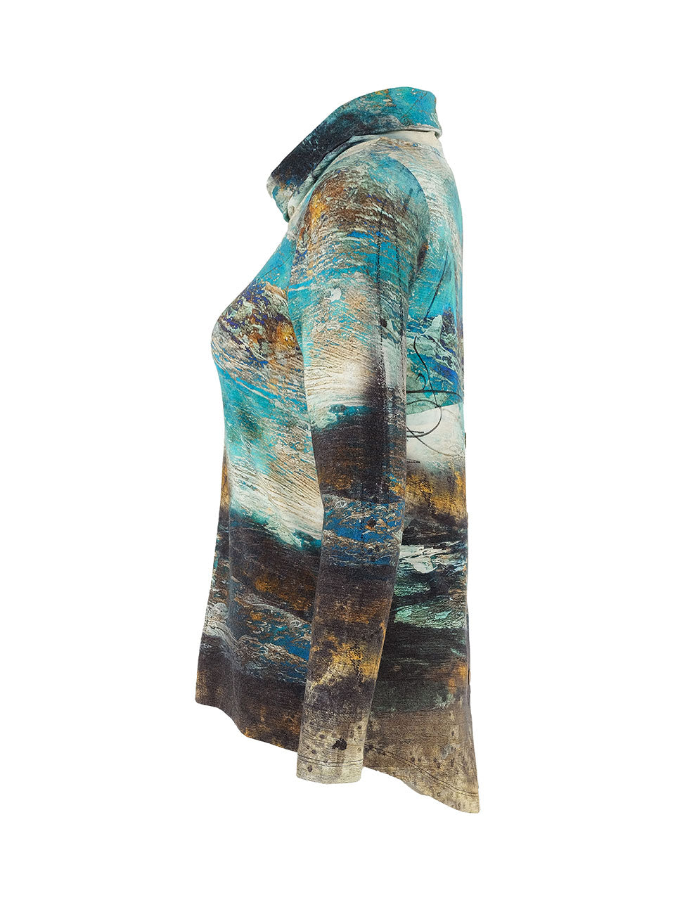 Button-Back Abstract Art Top