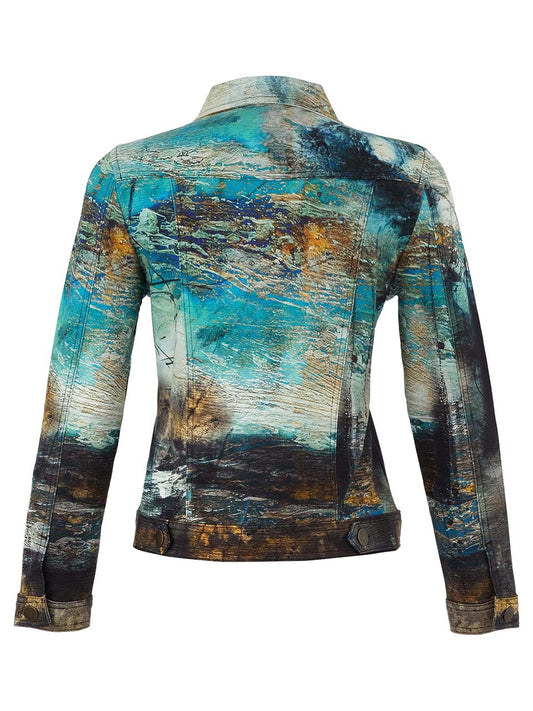 Abstract Print Button Jacket