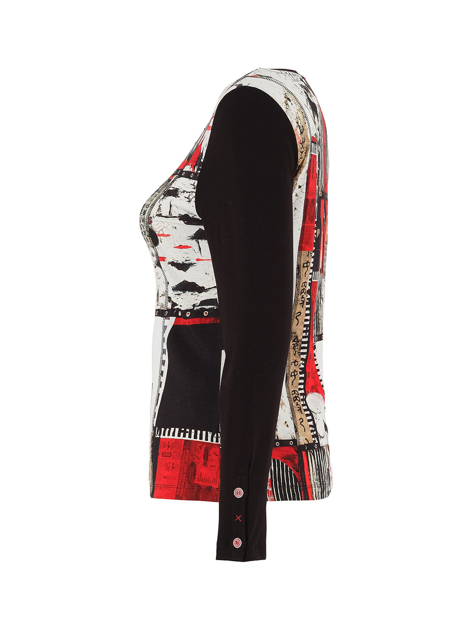 Abstract Patchwork Long-Sleeve Top