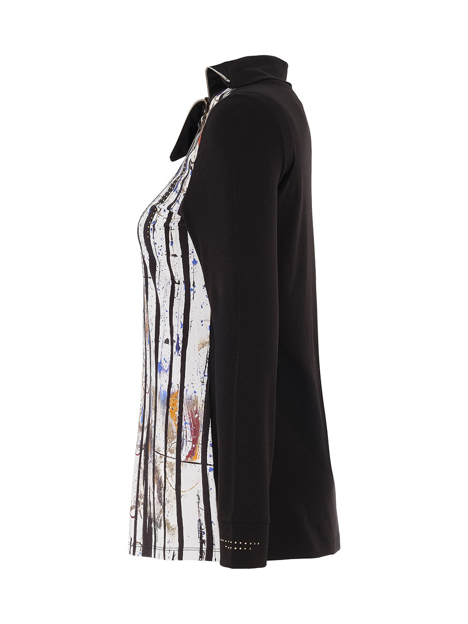 Asymmetric Zip-Neck Abstract Top