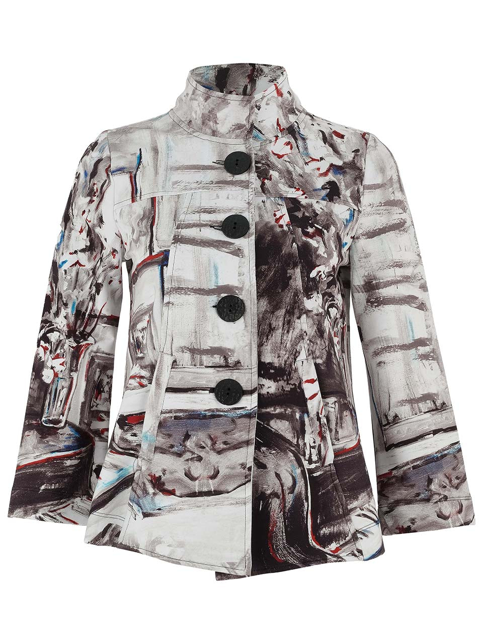 Abstract Print Stand-Collar Jacket