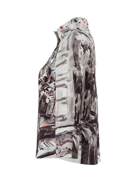 Abstract Print Stand-Collar Jacket