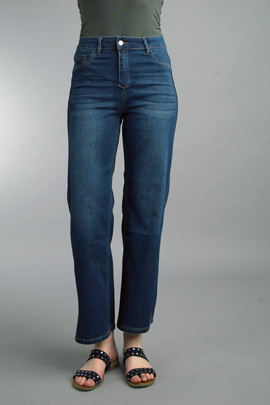 Leopard Rose Printed Wider Leg Reversible Jeans