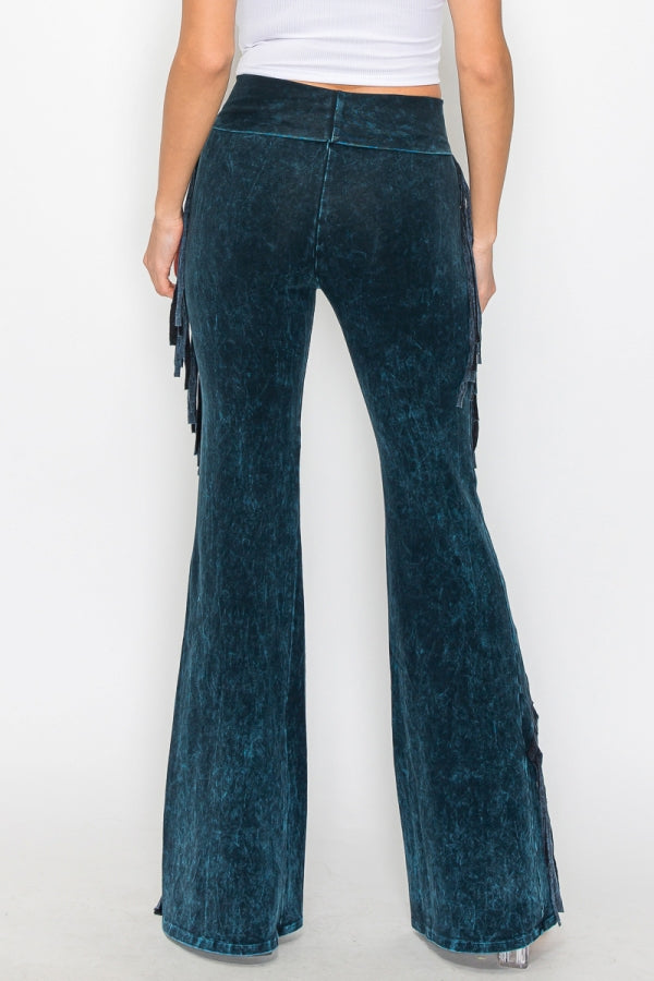 Mineral Wash Fringe Yoga Pants (in 3 colors)