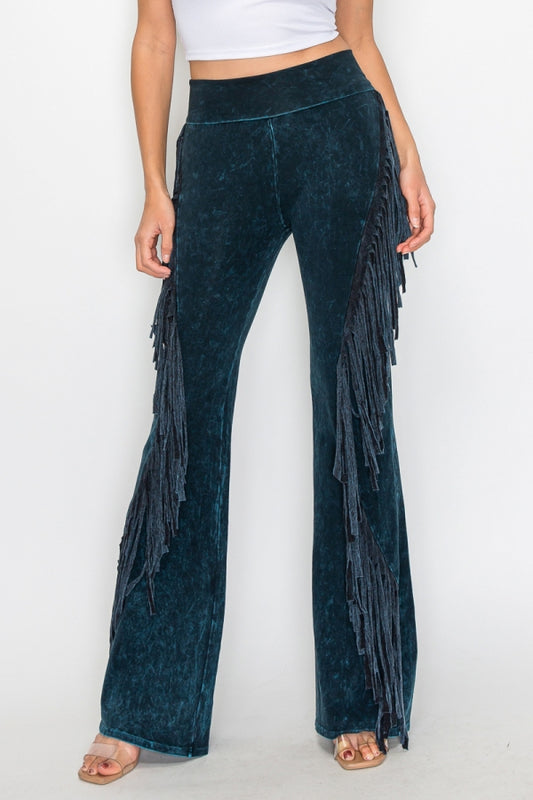 Mineral Wash Fringe Yoga Pants (in 3 colors)