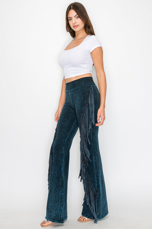 Mineral Wash Fringe Yoga Pants (in 3 colors)