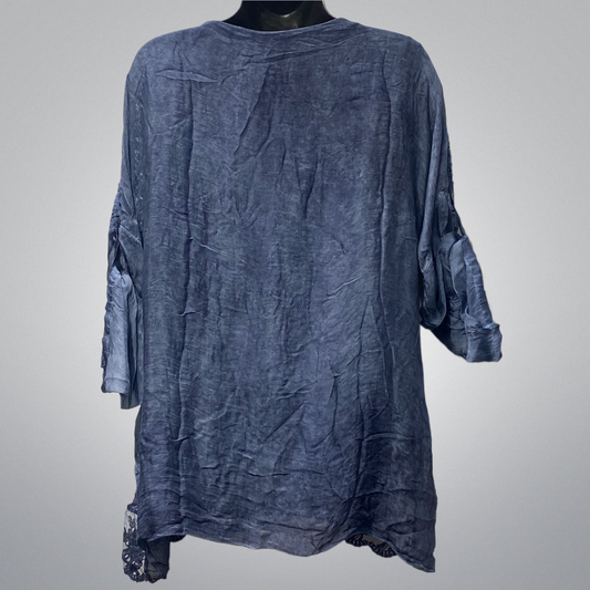 Italian Silk Top With Embellished Aplique