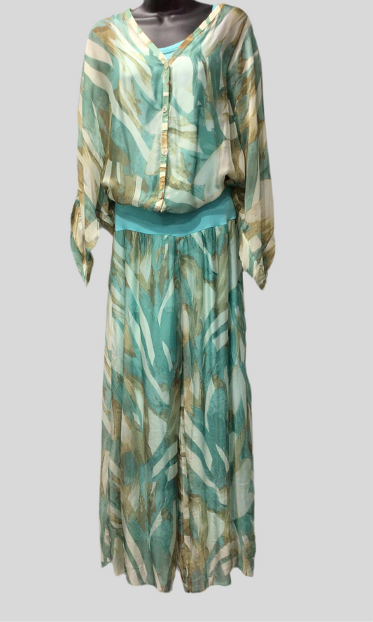 Sheer Italian Silk Blend Blouse