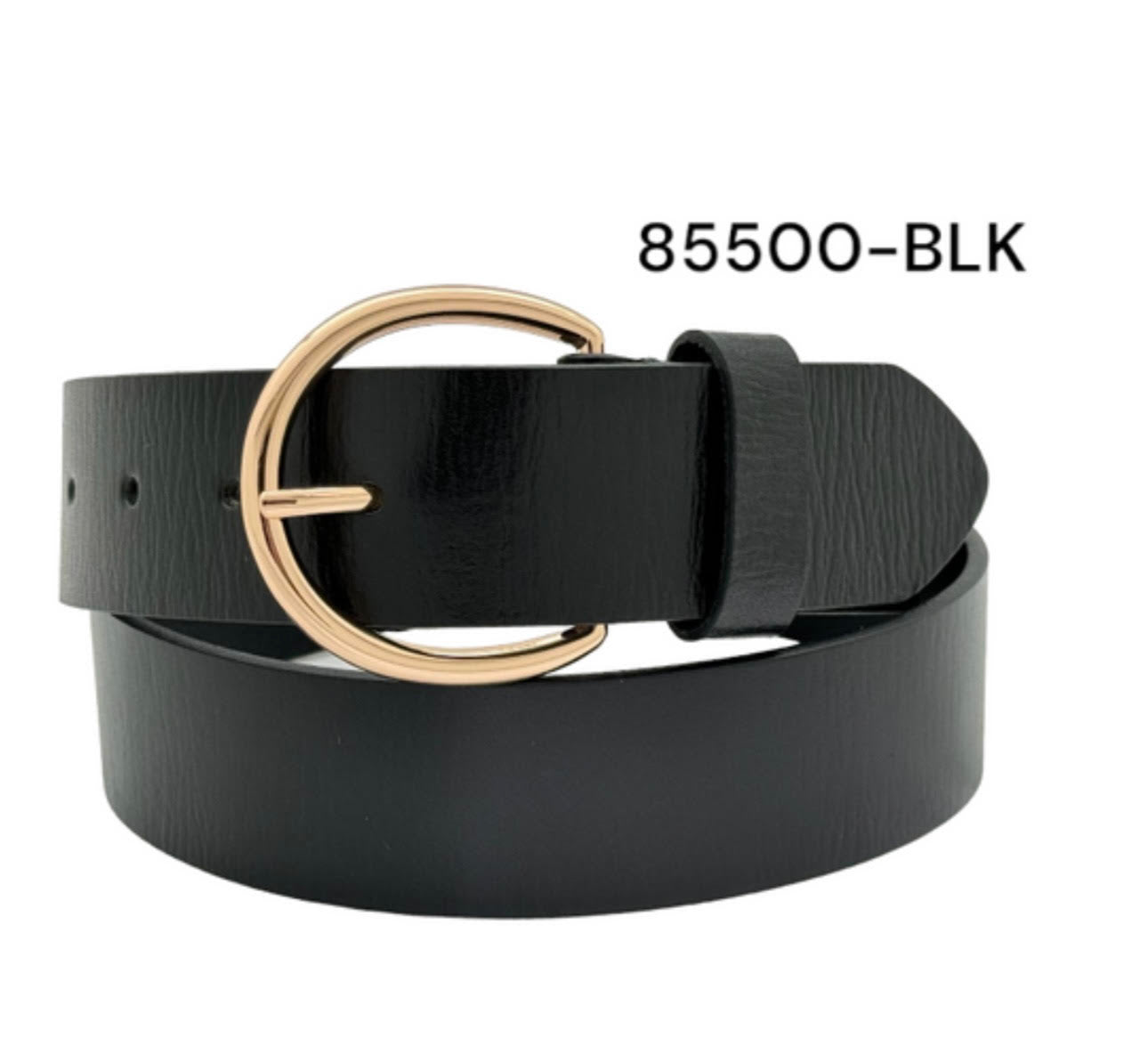Black Leather Belt With Gold Buckle