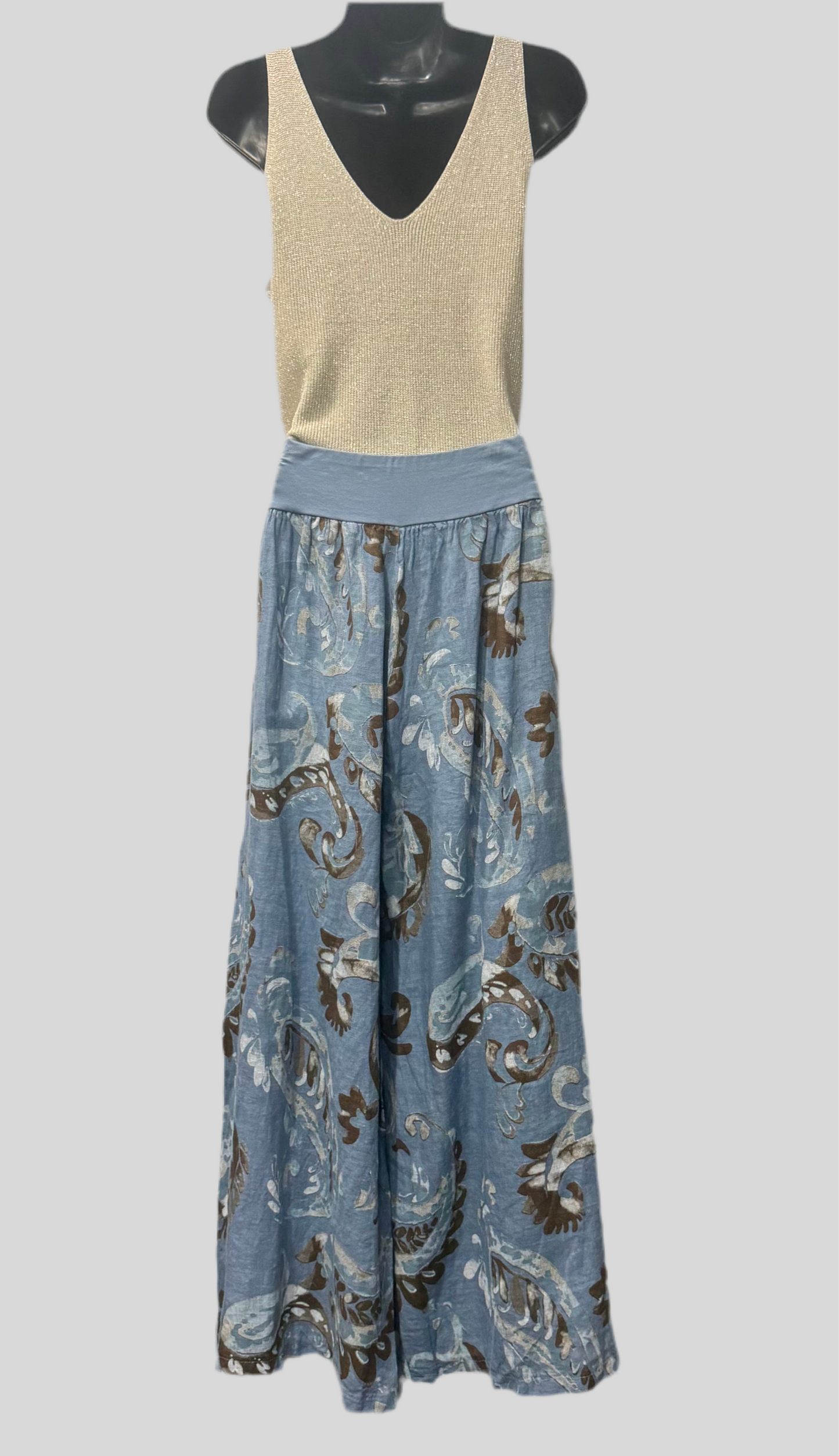 Paisley Print Italian Linen Pants