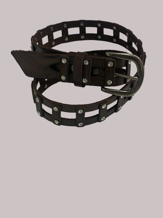 Rhinestone Accent Leather Belt