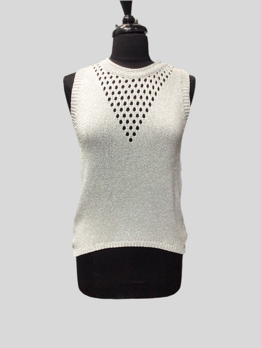 Sleeveless Metallic Knit Top