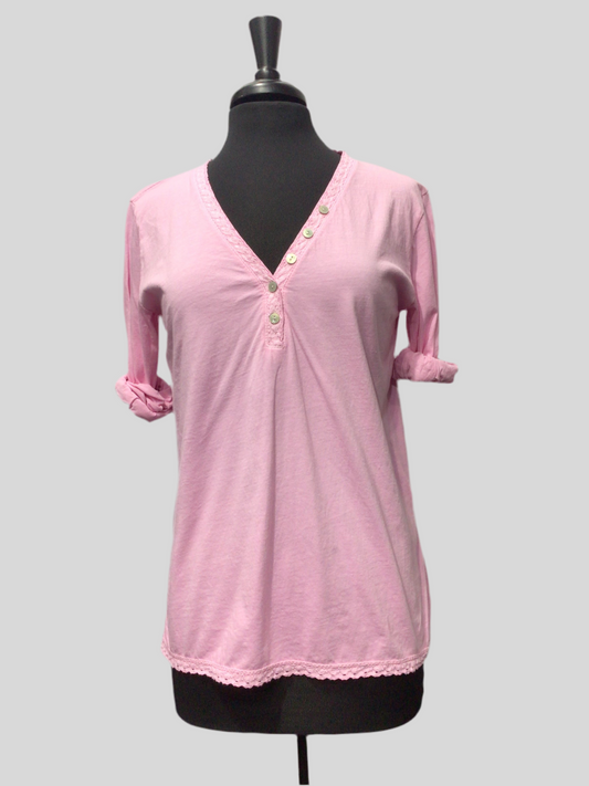 Italian Cotton Lace Trimmed Tee