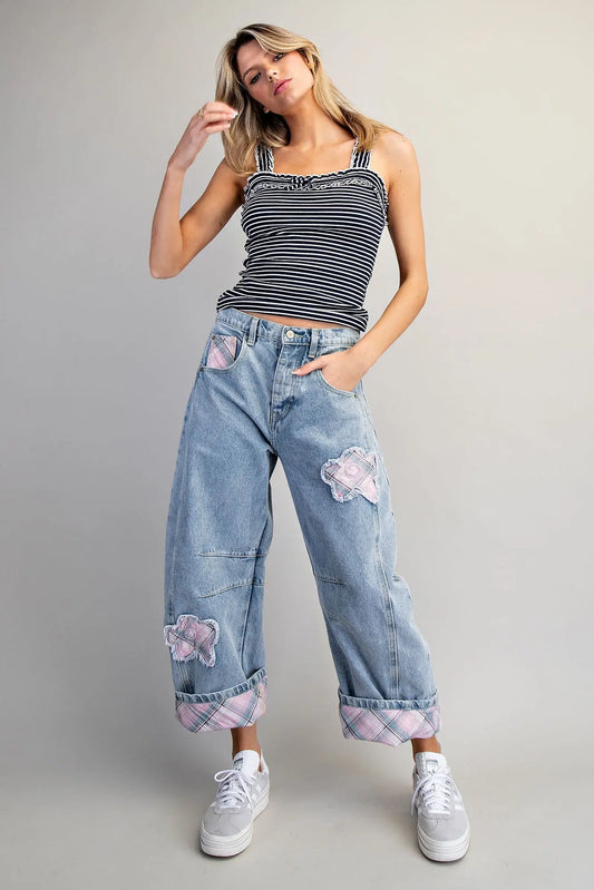 Patchwork Daydream Barrel Jeans