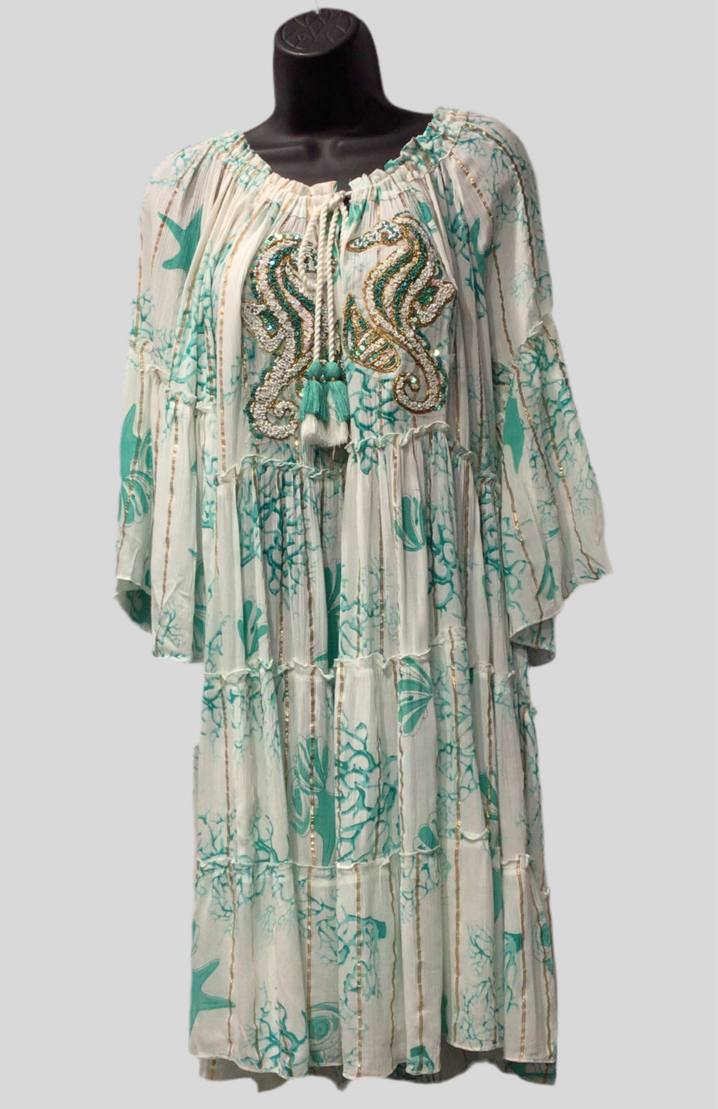 Beaded Seahorse Design Dress (in 3 colors)