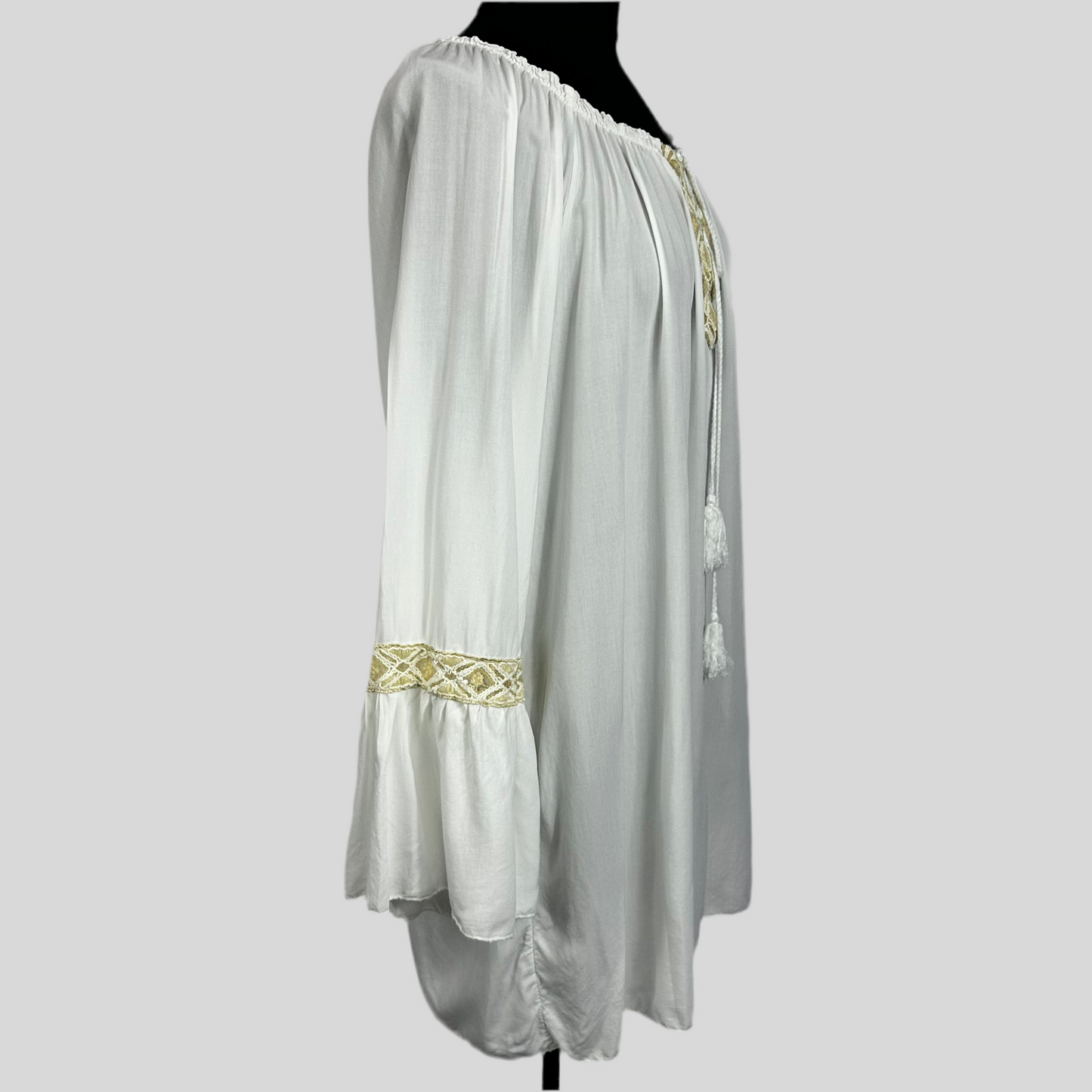 Gold Embroidered Italian Peasant Top