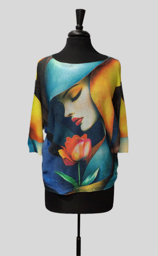 3/4 Sleeve Italian Loose-Knit Tops