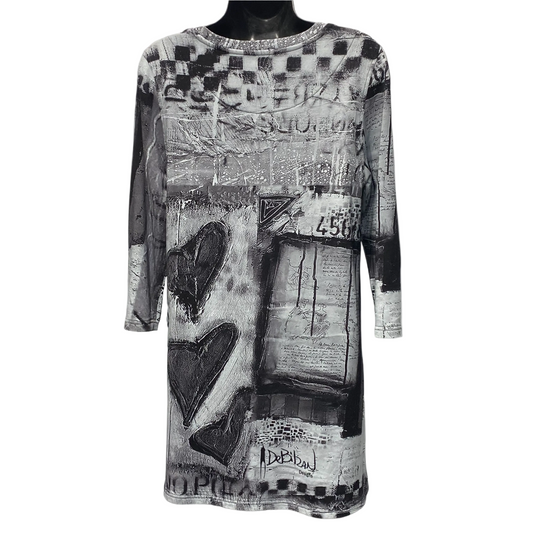 Bamboo 3/4 Sleeve Black & White Print