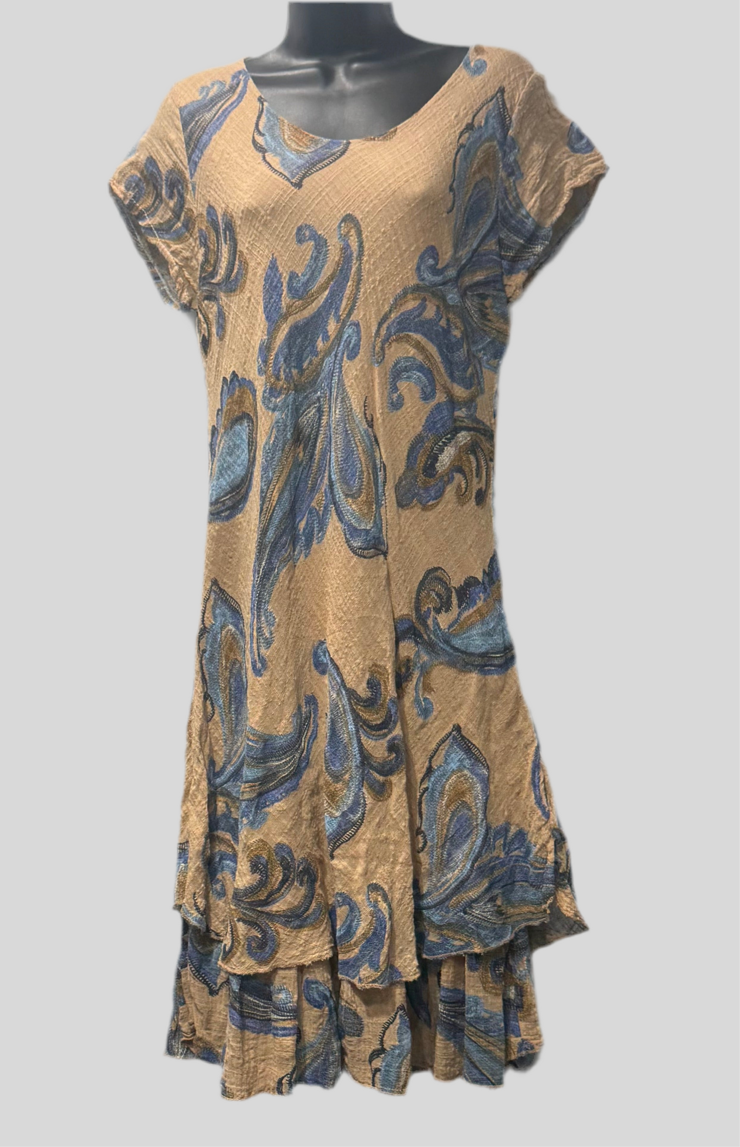 Italian Two Tier Paisley Print Dress