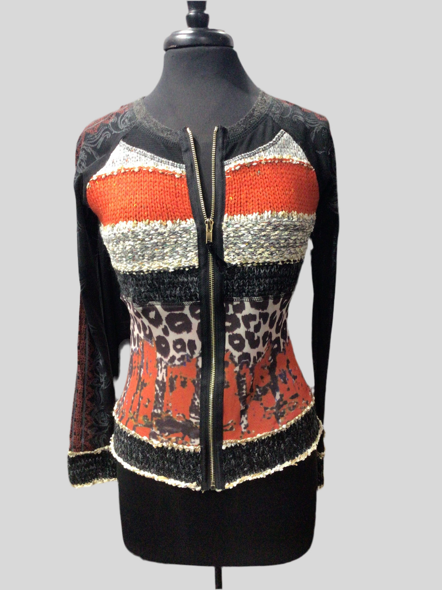 Sheer Net with Sweater and Art Accents Top