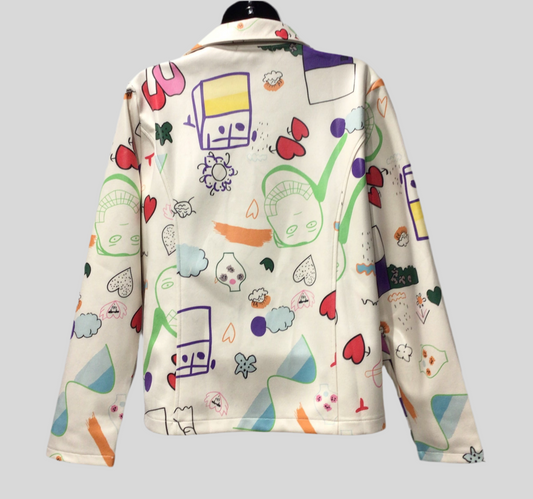 Side Zip Fun Printed Soft Jacket