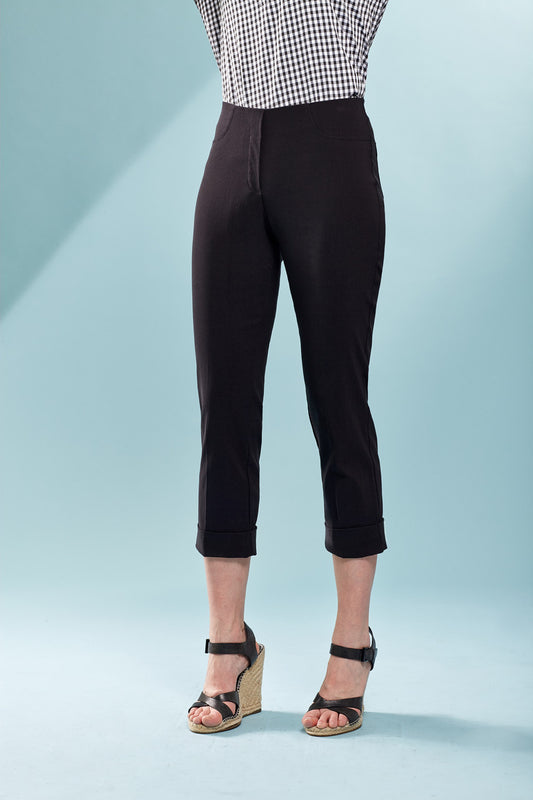 Techno Stretch Cuffed Solid Color Capris