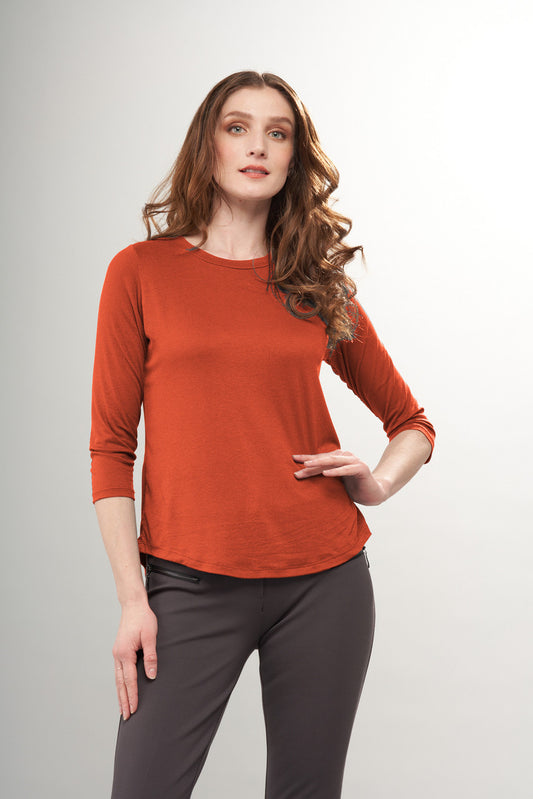 Soft Knit Layering 3/4 Sleeve Top ~ Earth Tone Colors