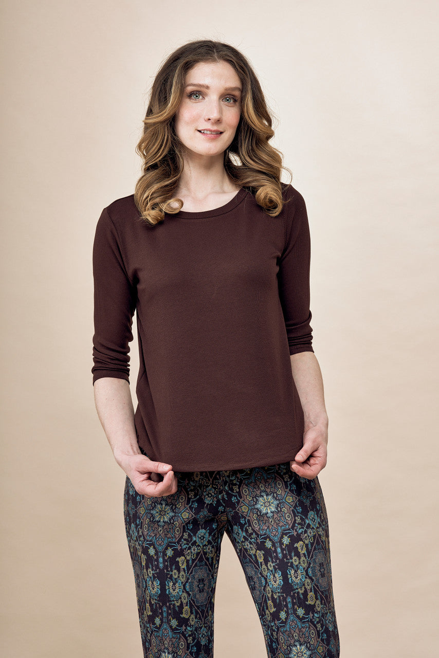 Soft Knit Layering 3/4 Sleeve Top ~ Earth Tone Colors