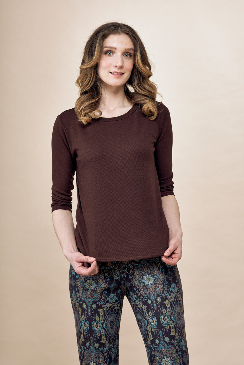 Soft Knit Layering 3/4 Sleeve Top ~  Earth Tone Colors