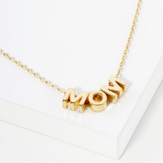 18K Gold Dipped MOM Block Letter Necklace