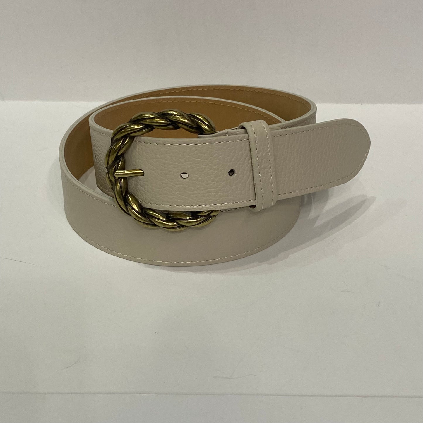 Twist Brass Buckle Italian Leather Belt