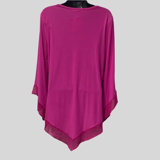 3/4 Sleeve Tunic Top With Chiffon Edge