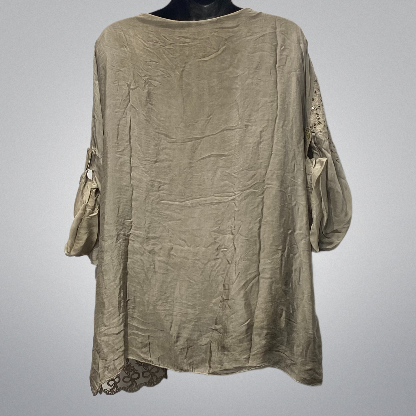 Italian Silk Top With Embellished Aplique