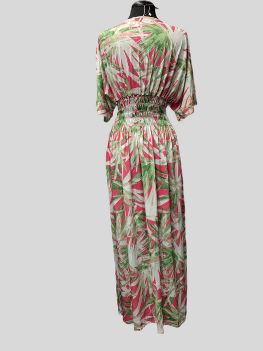 Leaf Cross V-Neck Stretchy Dress