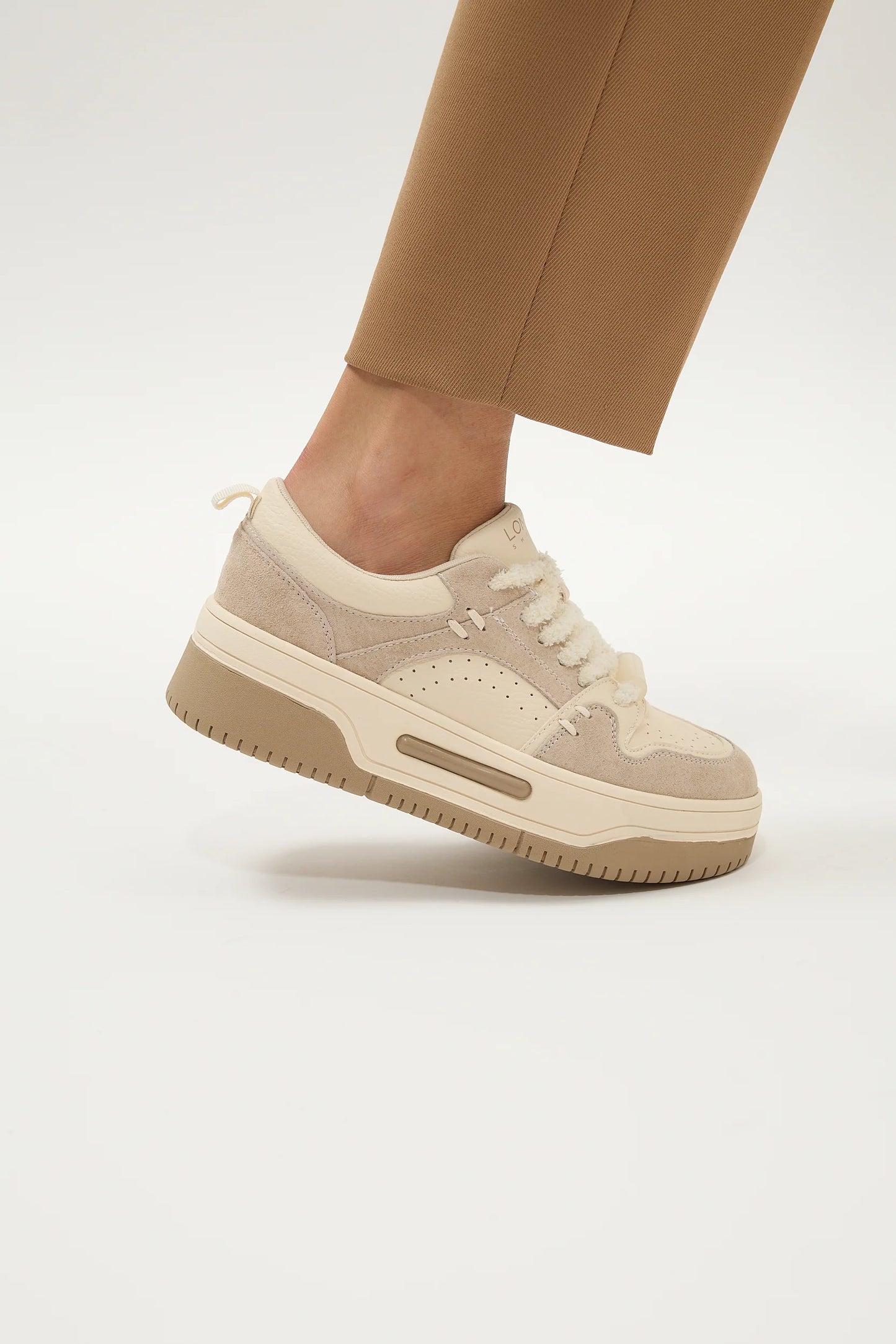 Chunky Neutral Tone Lace-Up Comfortable Sneakers