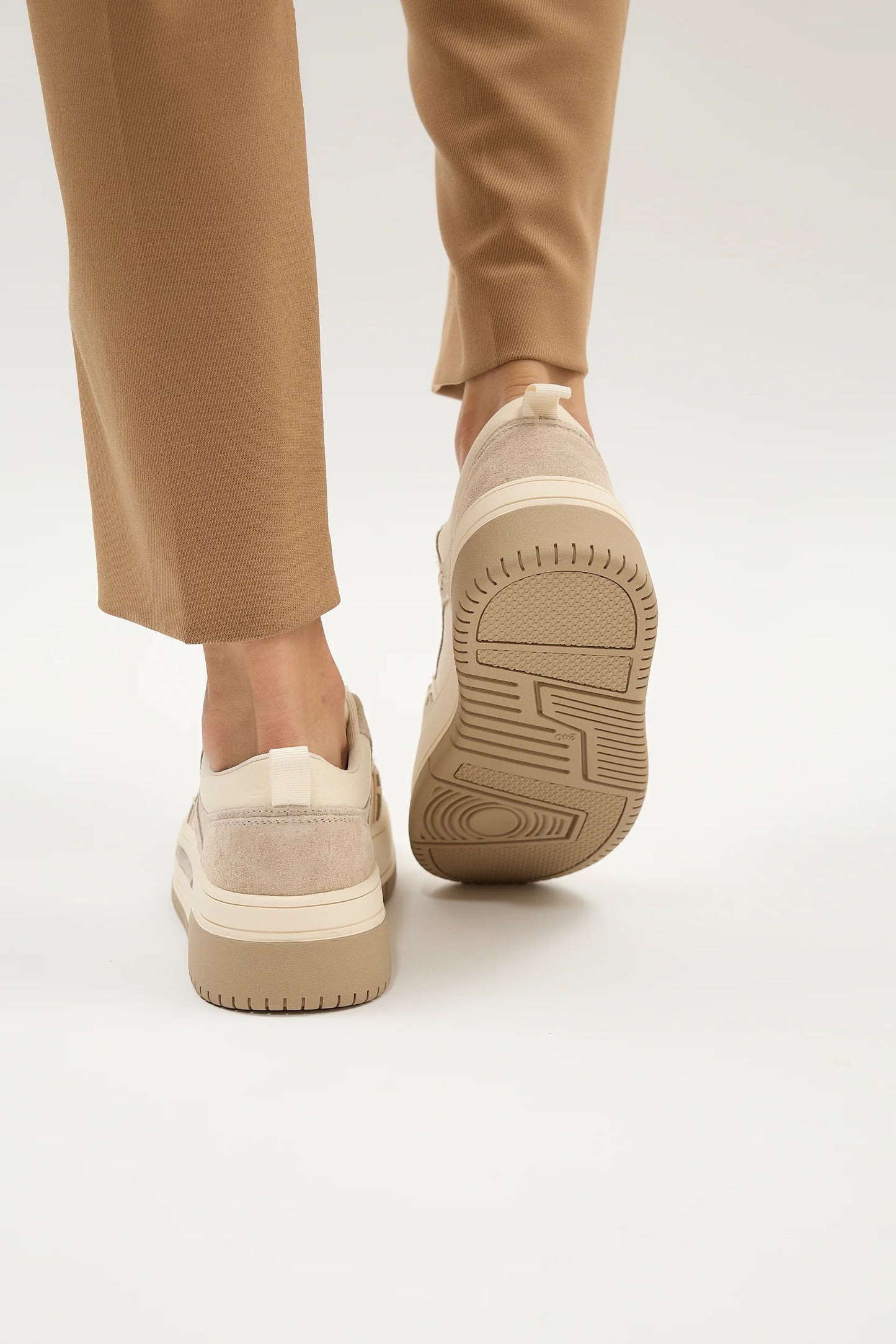 Chunky Neutral Tone Lace-Up Comfortable Sneakers